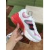 Gucci Womens Rhyton Sneakers in Pink Mesh with Leather