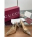 Gucci Horsebit Slingback Pumps with Crystals in Beige GG Canvas