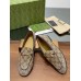 Gucci Womens Jordaan Loafers with Crystals in Beige GG Canvas