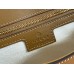 Gucci Blondie Small Shoulder Bag with Enamel G in Brown Suede Leather