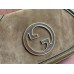 Gucci Blondie Small Shoulder Bag with Enamel G in Brown Suede Leather