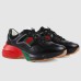 Gucci Womens Rhyton Sneakers in Black Leather with Mesh
