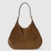 Gucci B Medium Shoulder Bag in Brown Suede Leather