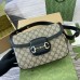 Gucci Horsebit 1955 Soft Small Shoulder Bag in GG Canvas with Black Leather