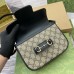 Gucci Horsebit 1955 Soft Mini Shoulder Bag in GG Canvas with Black Leather