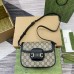 Gucci Horsebit 1955 Soft Mini Shoulder Bag in GG Canvas with Black Leather