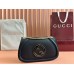 Gucci Blondie Small Shoulder Bag with Enamel G in Black Leather