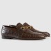 Gucci Mens Jordaan Loafers in Brown Crocodile Embosses Leather