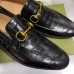 Gucci Mens Jordaan Loafers in Black Crocodile Embosses Leather