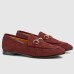 Gucci Womens Jordaan Loafers in Red GG canvas