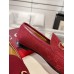 Gucci Womens Jordaan Loafers in Red GG canvas