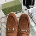 Gucci Mens Loafers with Horsebit in Brown Suede Leather