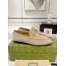 Gucci Womens Jordaan Loafers in Beige Suede Calfskin
