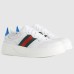Gucci Womens Sneakers in White Perforated Leather with Web