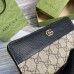 Gucci GG Marmont Zip Around Wallet in GG Supreme with Black Leather