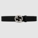 Gucci Black Leather Belt 38MM with Silver Interlocking G Buckle