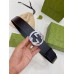 Gucci Black Leather Belt 38MM with Silver Interlocking G Buckle