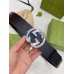 Gucci Black Leather Belt 38MM with Silver Interlocking G Buckle