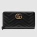 Gucci GG Marmont Zip Around Wallet In Black Matelasse Leather