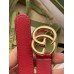 Gucci GG Marmont Thin Belt 20MM in Red Leather with Shiny Buckle