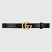 Gucci GG Marmont Thin Belt 20MM in Black Embossed Crocodile Leather