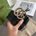 Gucci Pearl Double G Belt 38MM in Black Leather