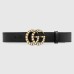 Gucci Pearl Double G Belt 38MM in Black Leather