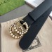Gucci Pearl Double G Belt 38MM in Black Leather