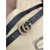 Gucci Pearl Double G Belt 20MM in Black Leather