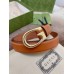 Gucci G Buckle Belt 30MM in Brown Leather
