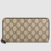 Gucci Zip Around Wallet In Beige GG Supreme Canvas