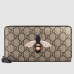 Gucci Zip Around Wallet In Bee Print GG Supreme Canvas