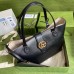 Gucci Medium Tote Bag with Double G in Black Calfskin