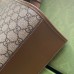 Gucci Medium Tote Bag in Beige GG Supreme Canvas with Brown Leather