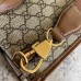Gucci Medium Tote Bag in Beige GG Supreme Canvas with Brown Leather