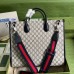 Gucci Medium Tote Bag in Blue GG Supreme Canvas with Blue Leather