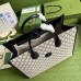 Gucci Medium Tote Bag in Blue GG Supreme Canvas with Blue Leather