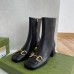Gucci Black Leather 55MM Ankle Boots with Horsebit
