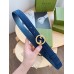 Gucci Blondie Belt 30MM in Blue Suede Calfskin