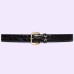 Gucci Crystal Horsebit Belt 30MM in Black Crocodile Embossed Leather