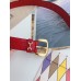 Gucci Crystal Horsebit Belt 30MM in Red Crocodile Embossed Leather
