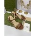 Gucci Espadrille Wedge Sandals In Brown Leather