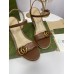 Gucci Espadrille Wedge Sandals In Brown Leather