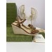Gucci Espadrille Wedge Sandals In Brown Leather