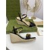 Gucci Espadrille Wedge Sandals In Black Leather