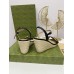 Gucci Espadrille Wedge Sandals In Black Leather