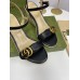 Gucci Espadrille Wedge Sandals In Black Leather