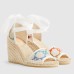 Gucci Espadrille Wedge Sandals In Multicolor GG Linen