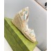 Gucci Espadrille Wedge Sandals In Multicolor GG Linen
