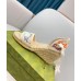 Gucci Espadrille Wedge Sandals In Multicolor GG Linen